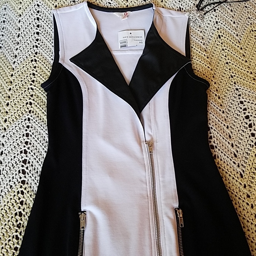 Black and White Sofie Moto Dress